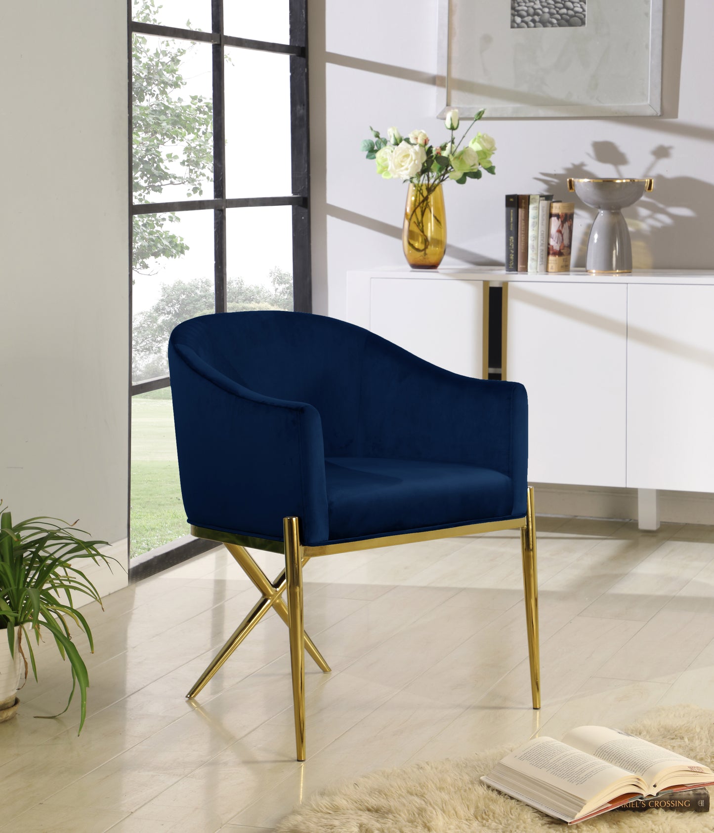 cocoon navy velvet dining chair c