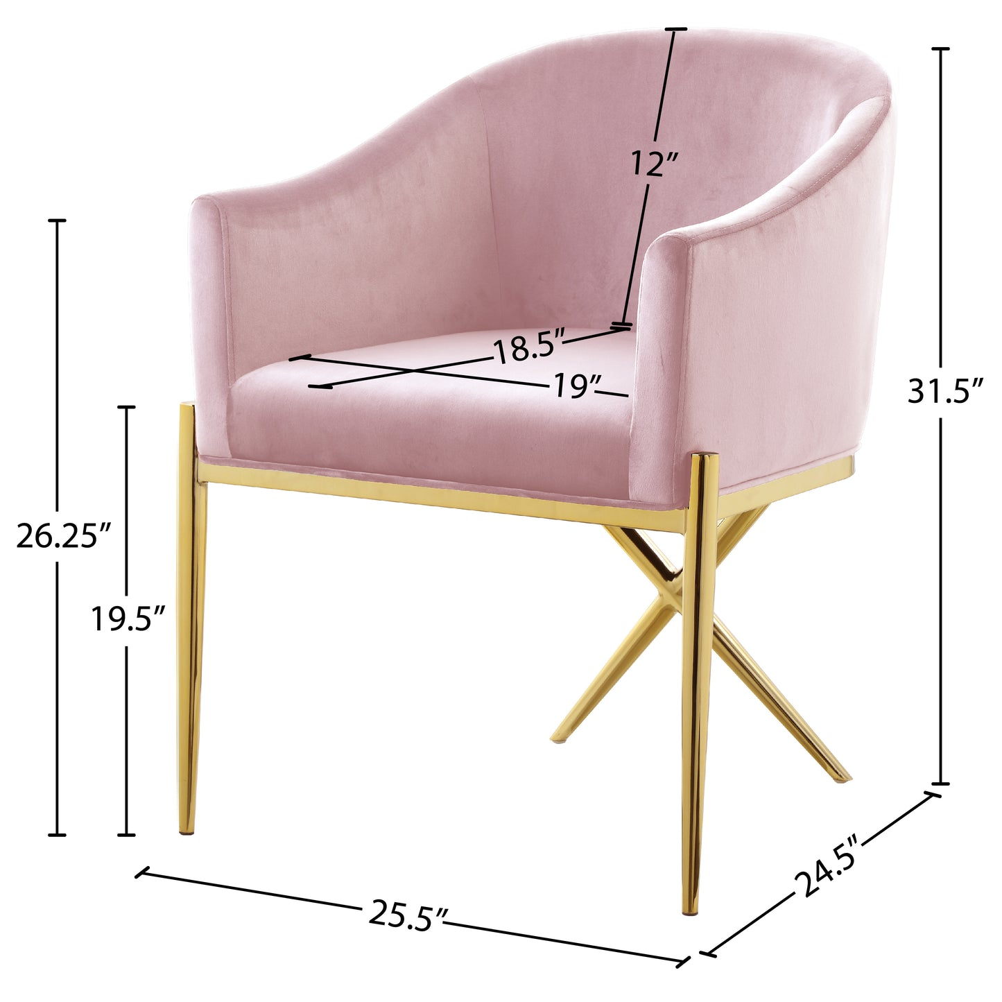 cocoon pink velvet dining chair c