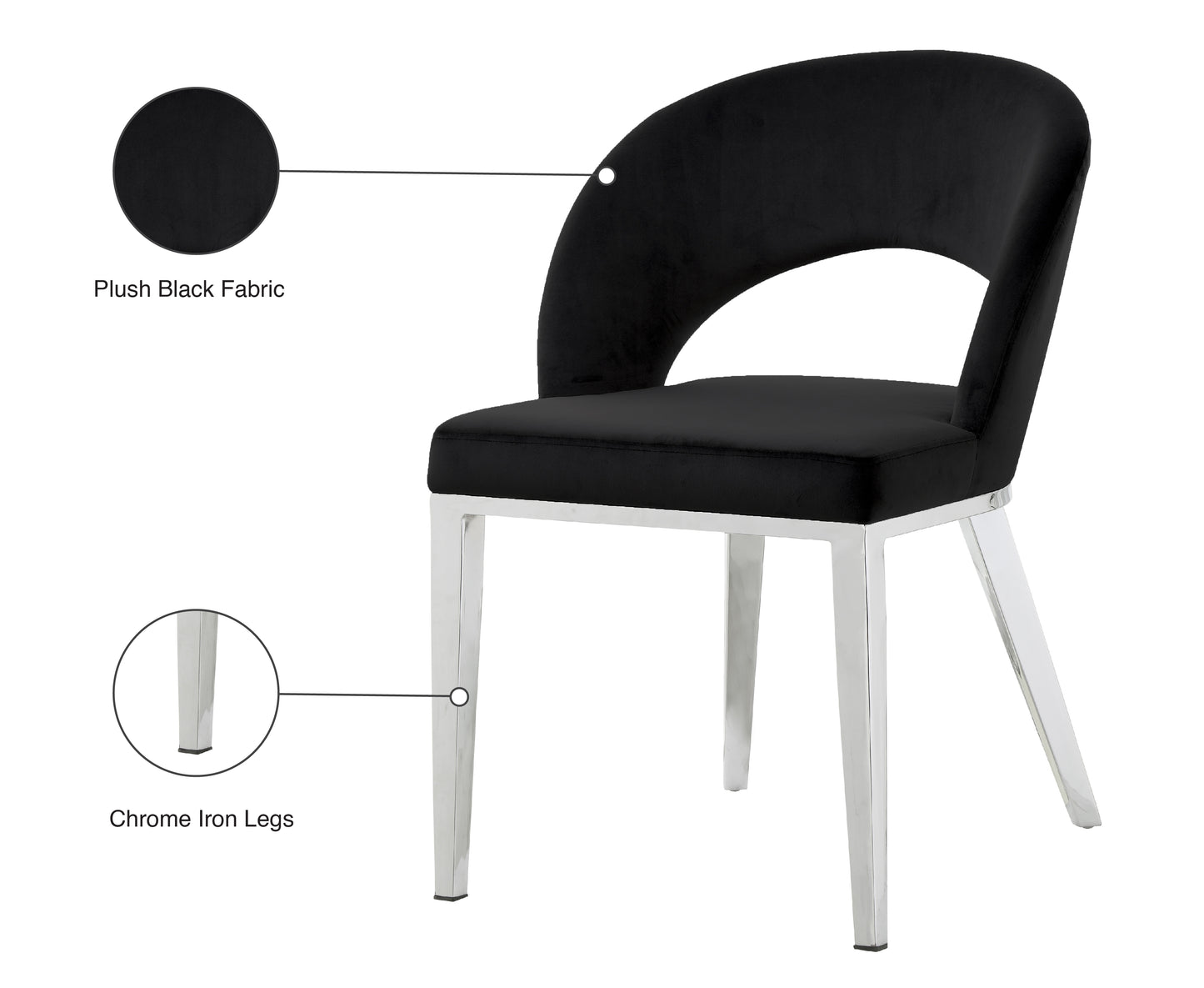 nexus black velvet dining chair c