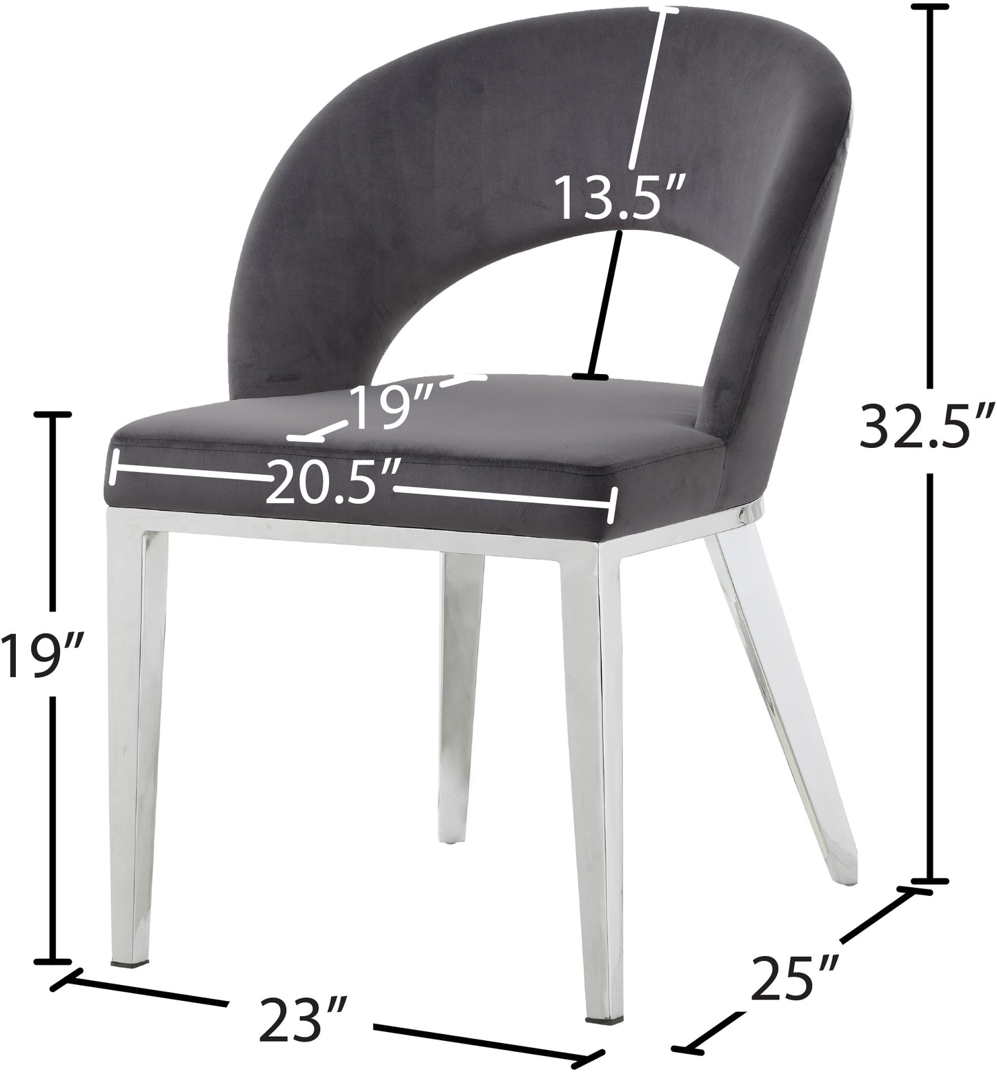 nexus grey velvet dining chair c