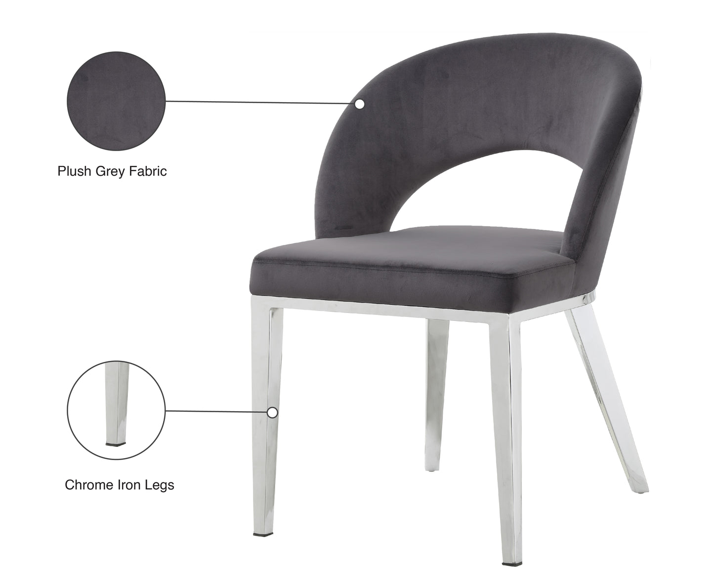 nexus grey velvet dining chair c