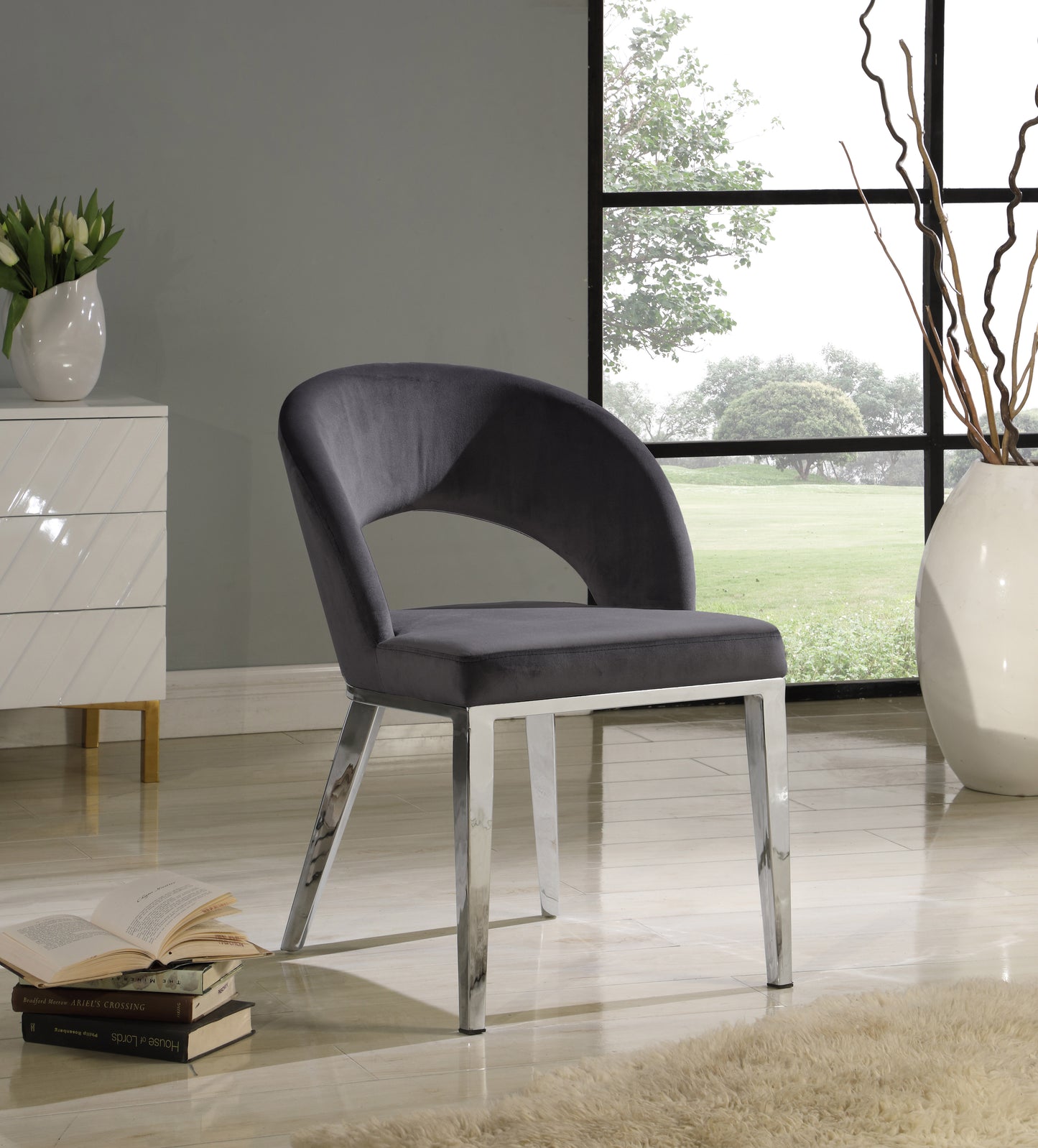 ivy grey velvet dining chair