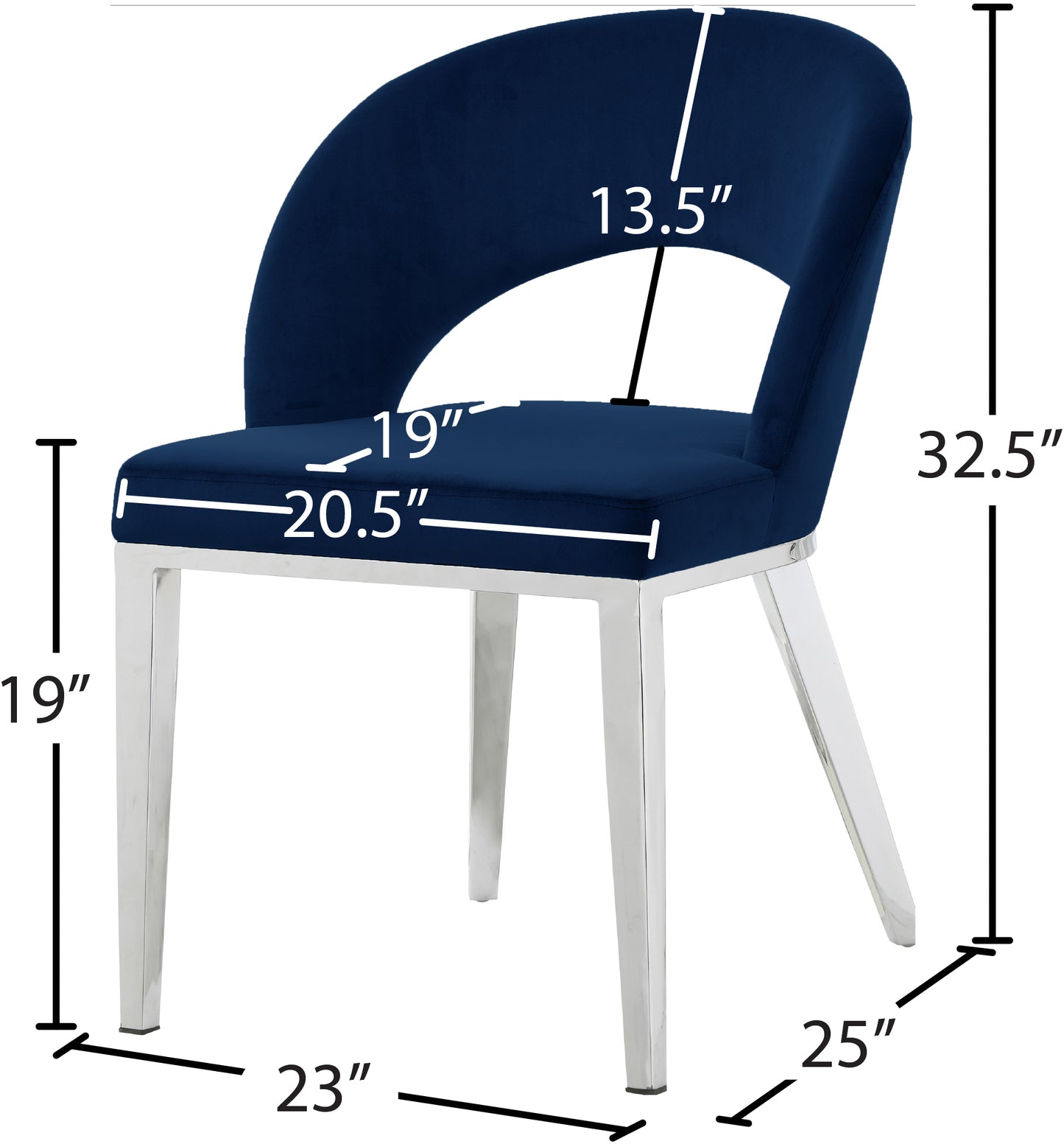 nexus navy velvet dining chair c