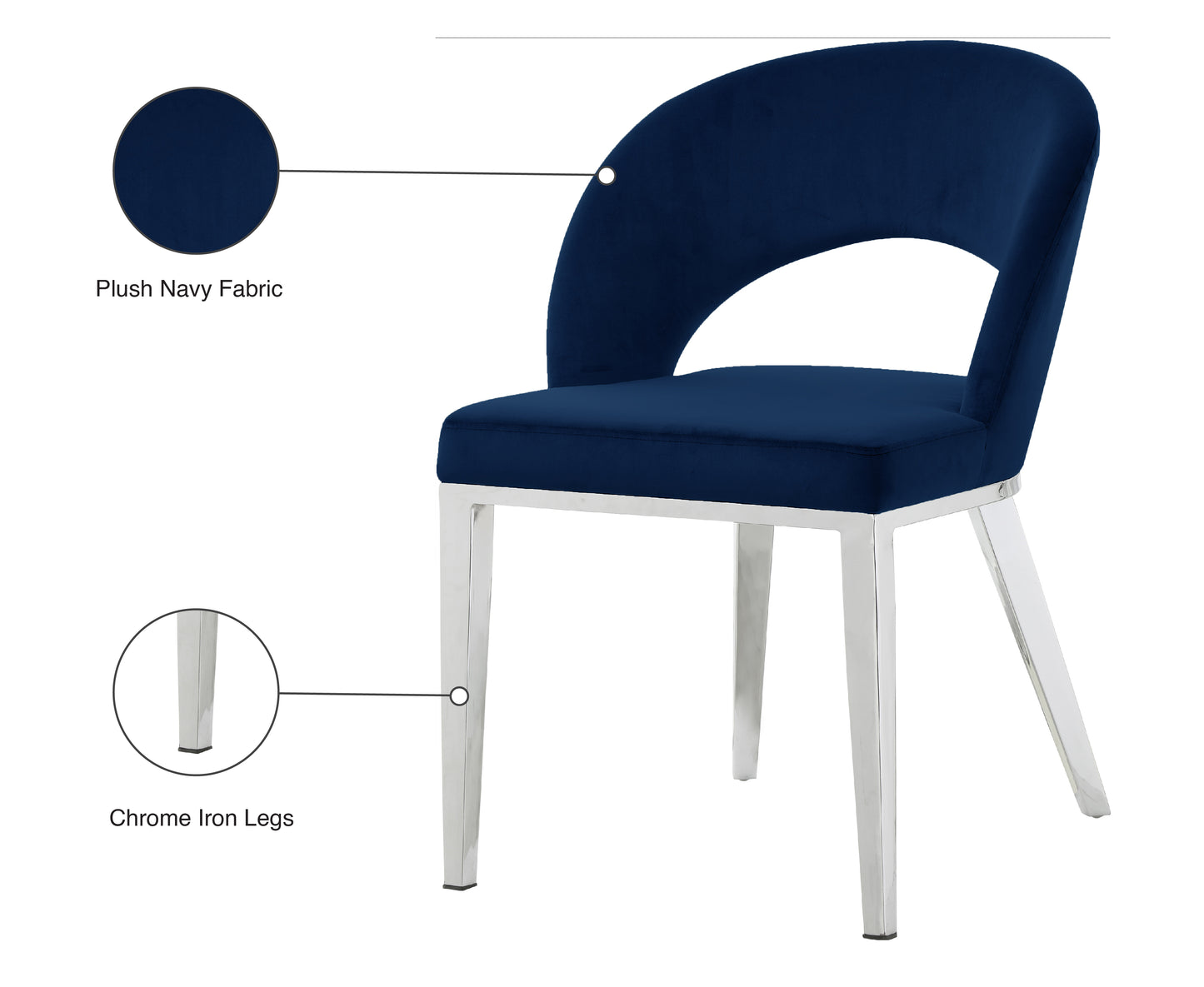 nexus navy velvet dining chair c