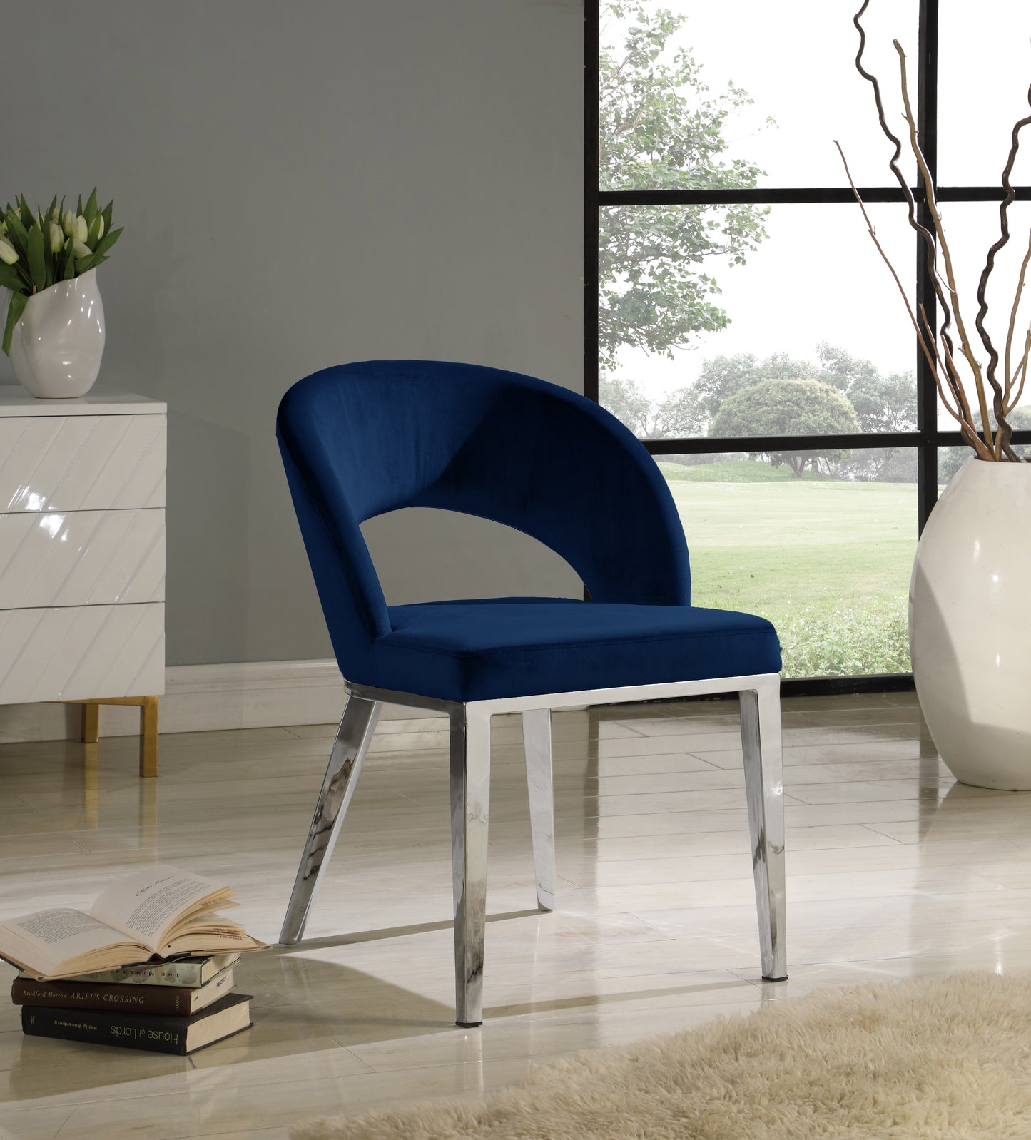 ivy navy velvet dining chair