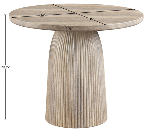 Indie 36" Travertine Concrete Indoor/Outdoor Dining Table, 1 Piece