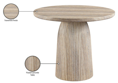 Indie 36" Travertine Concrete Indoor/Outdoor Dining Table, 1 Piece