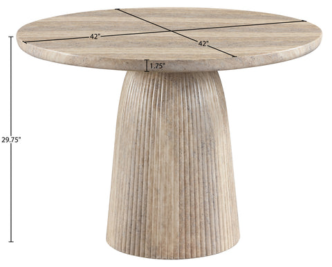 Indie 42" Travertine Concrete Indoor/Outdoor Dining Table, 1 Piece