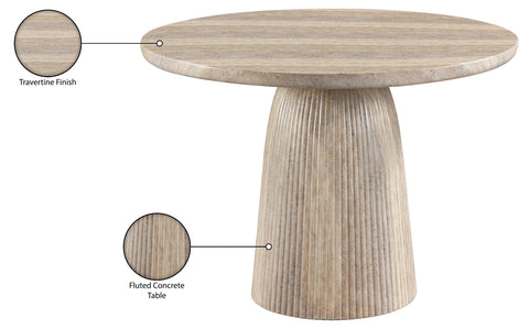 Indie 42" Travertine Concrete Indoor/Outdoor Dining Table, 1 Piece