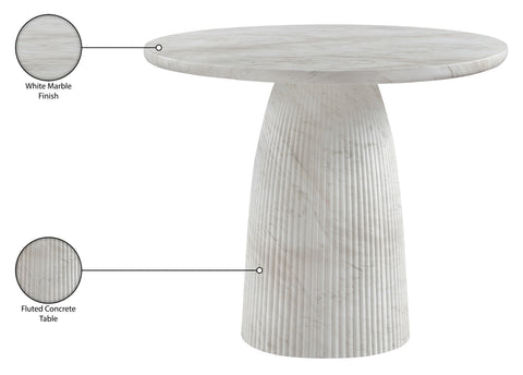 Indie 36" White Concrete Indoor/Outdoor Dining Table, 1 Piece
