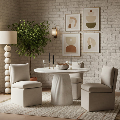 Indie 36" White Concrete Indoor/Outdoor Dining Table, 1 Piece
