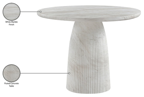 Indie 42" White Concrete Indoor/Outdoor Dining Table, 1 Piece