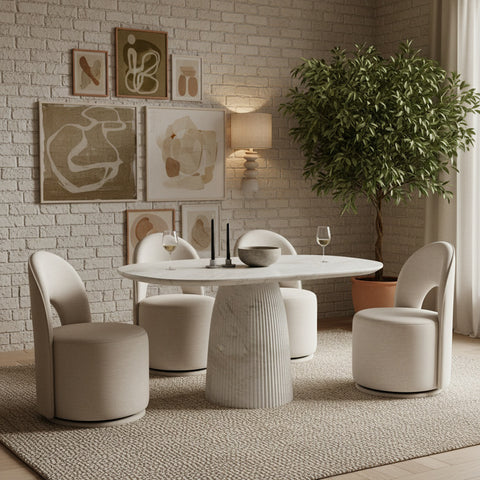 Indie 42" White Concrete Indoor/Outdoor Dining Table, 1 Piece