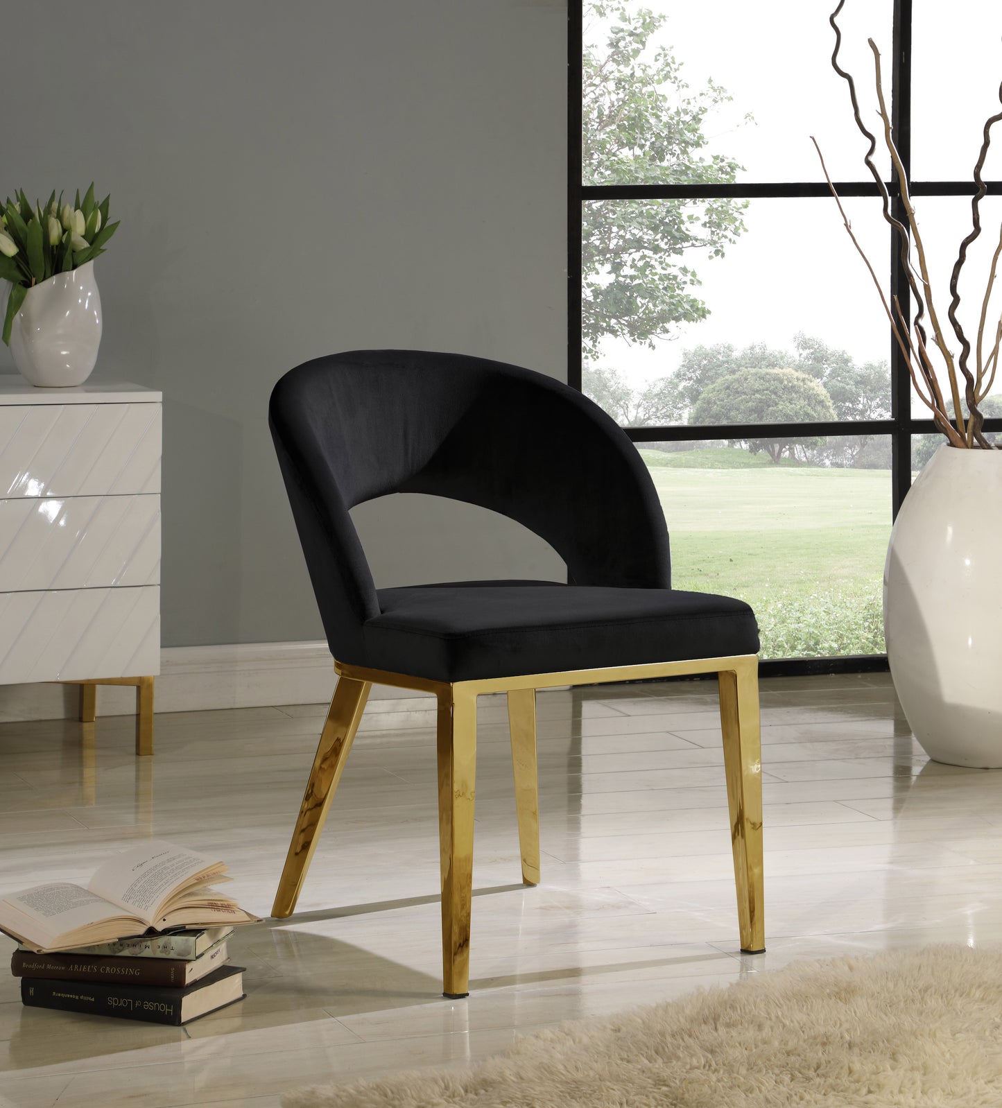 nexus black velvet dining chair c