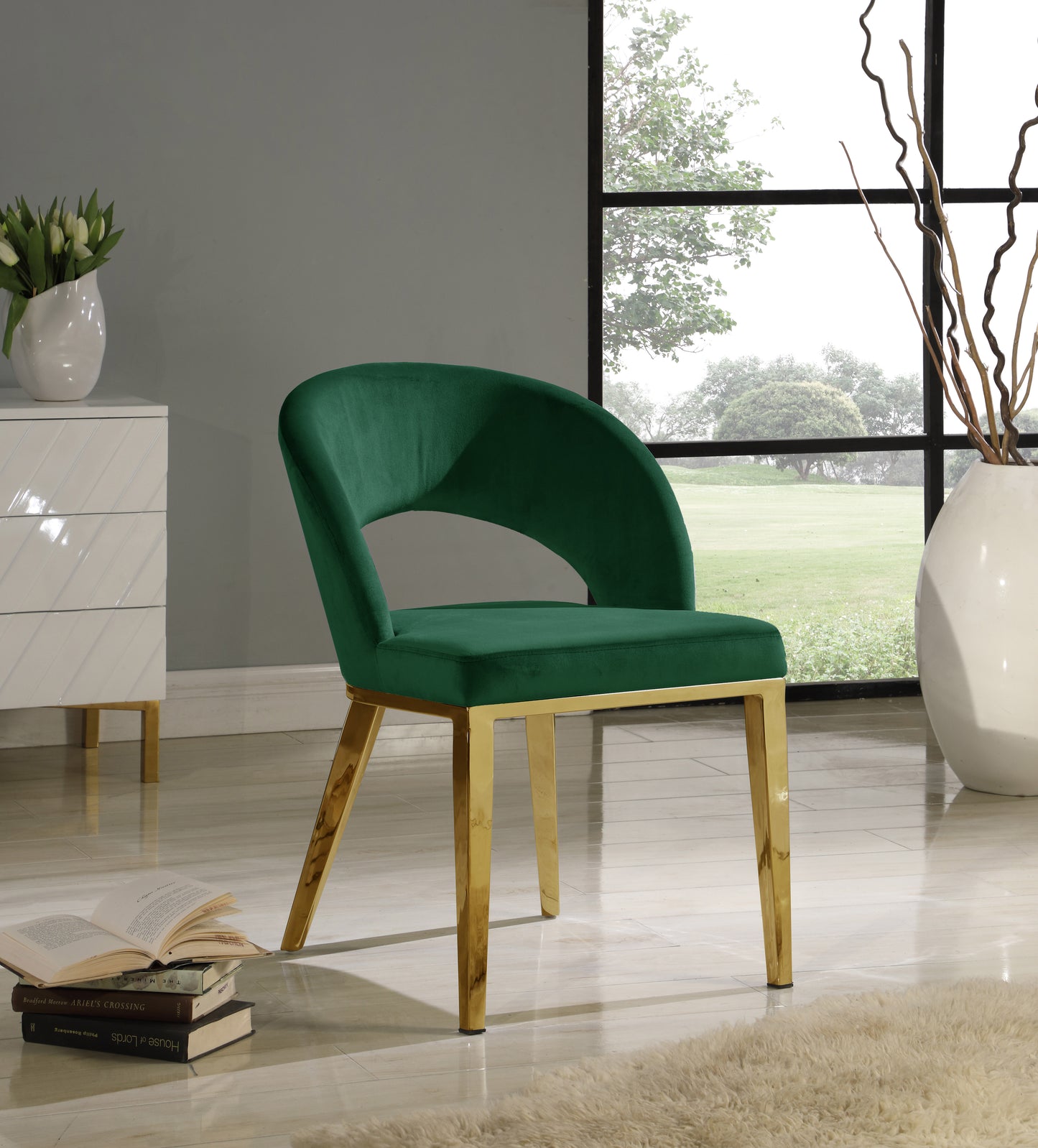 nexus green velvet dining chair c