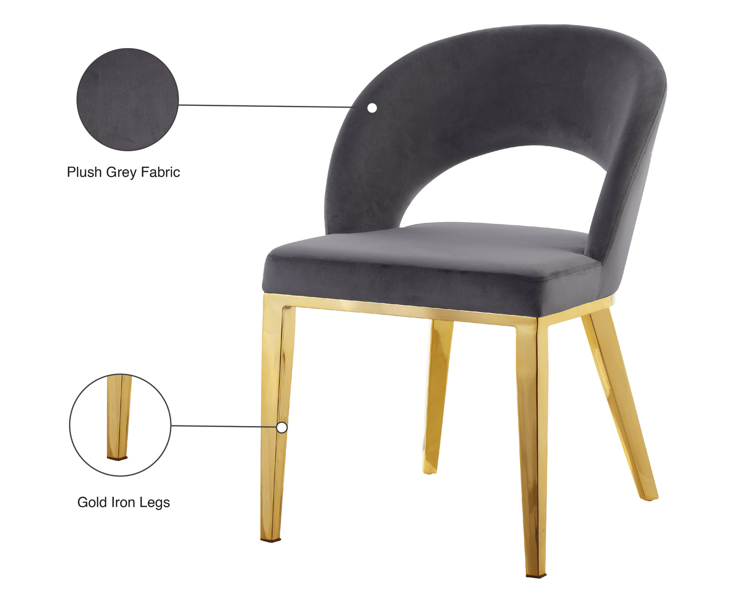 nexus grey velvet dining chair c