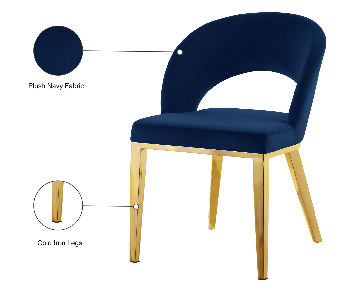 nexus navy velvet dining chair c