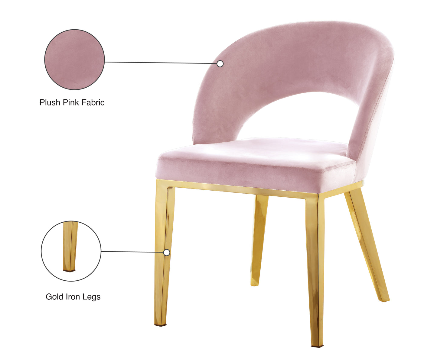 nexus pink velvet dining chair c