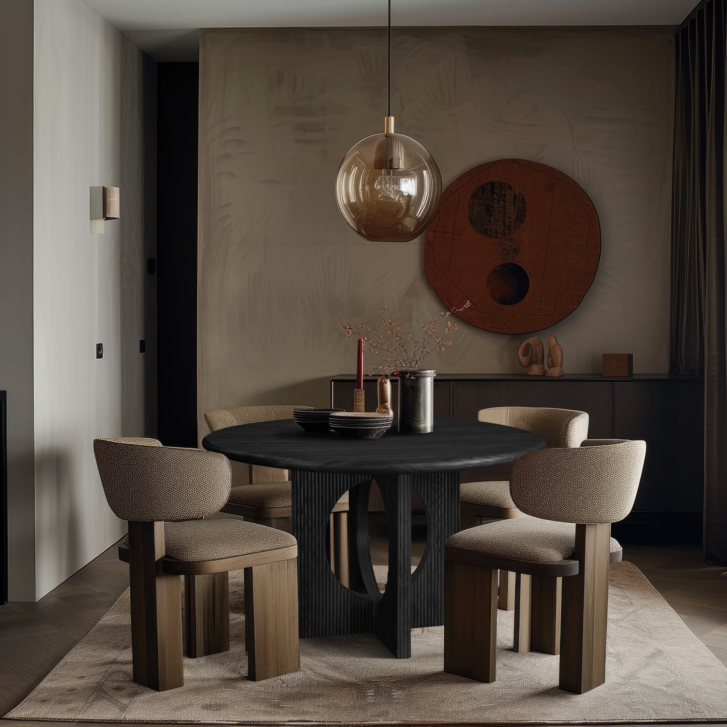 oblique black dining table