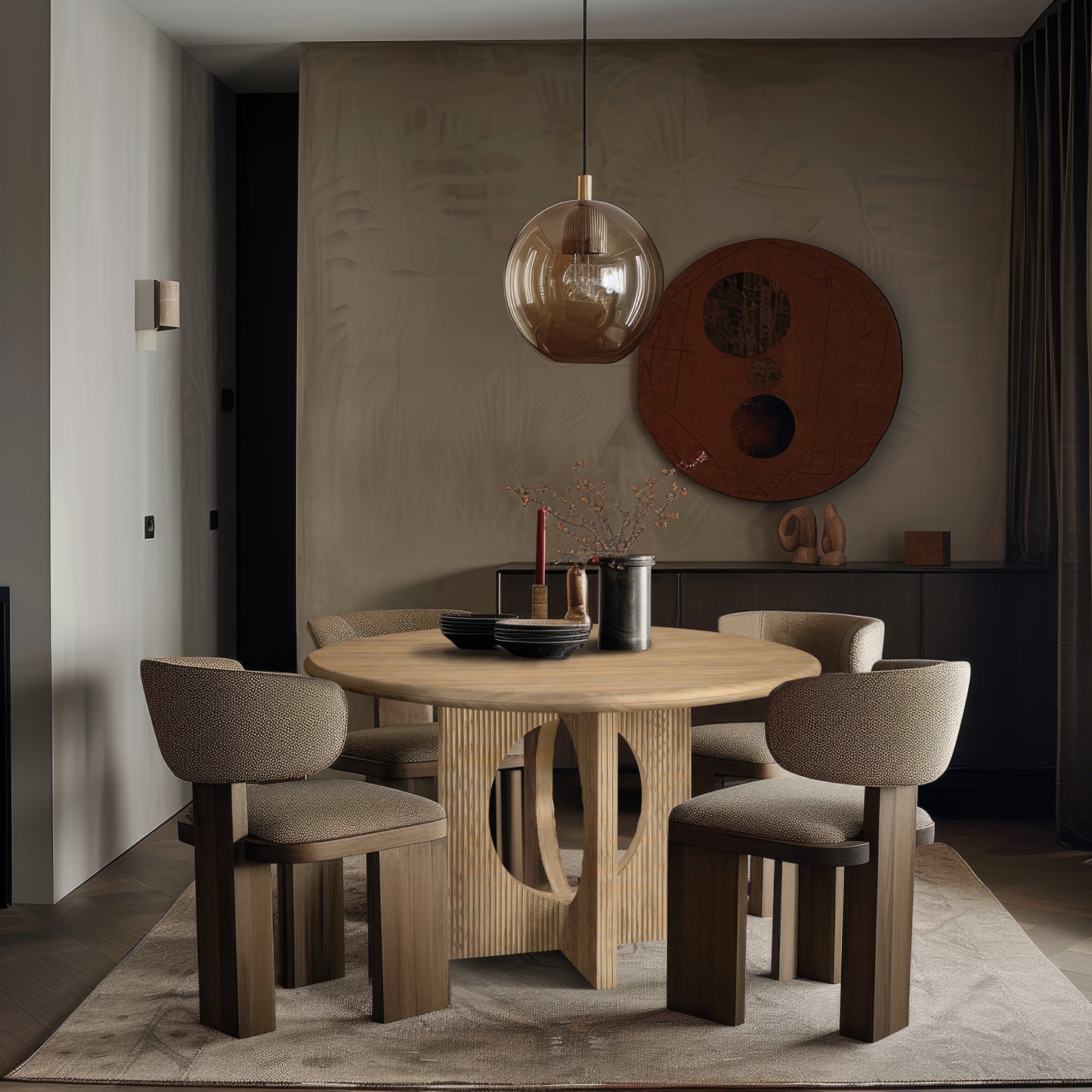 oblique natural oak dining table