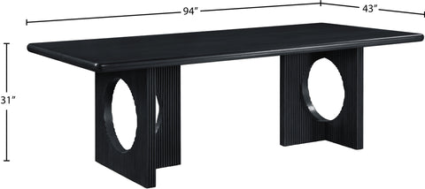 Florence 94" Black Wood And Veneer Dining Table, 1 Piece