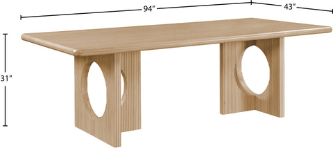 Florence 94" Natural Wood And Veneer Dining Table, 1 Piece