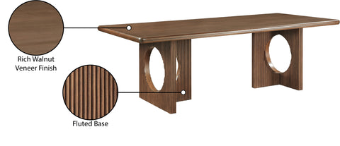 Florence 94" Walnut Wood And Veneer Dining Table, 1 Piece