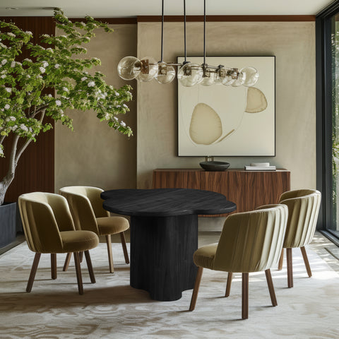 Amara 48" Black Ash Veneer Dining Table, 1 Piece
