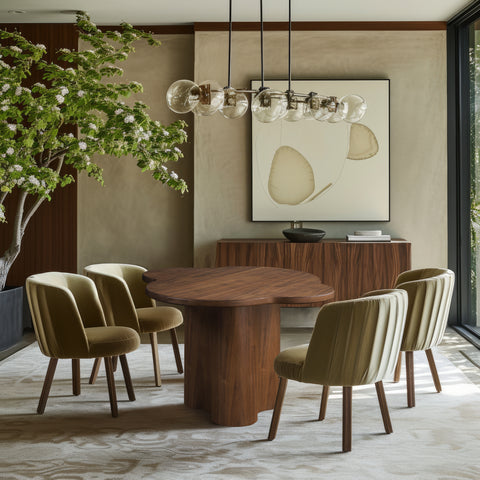 Amara 48" Walnut Ash Veneer Dining Table, 1 Piece