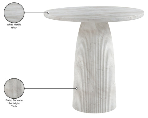 Indie 36" White Concrete Indoor/Outdoor Bar Table, 1 Piece