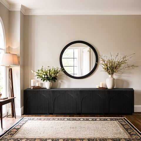 Nola Black Oak Veneer Sideboard / Buffet, 1 Piece (Style 3)