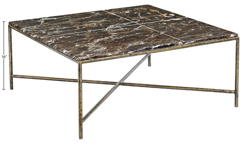 Jolie Brown Genuine Marble And Iron Coffee Table, 1 Piece