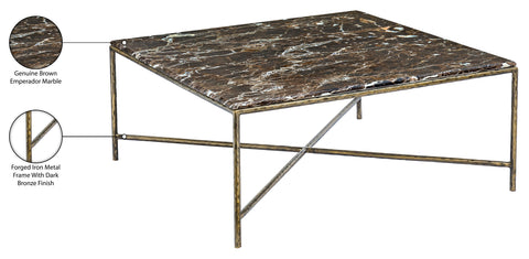 Jolie Brown Genuine Marble And Iron Coffee Table, 1 Piece