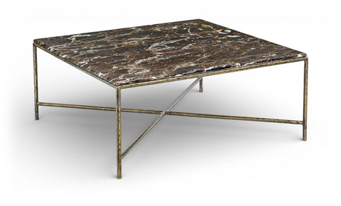 Jolie Brown Genuine Marble And Iron Coffee Table, 1 Piece