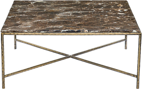 Jolie Brown Genuine Marble And Iron Coffee Table, 1 Piece