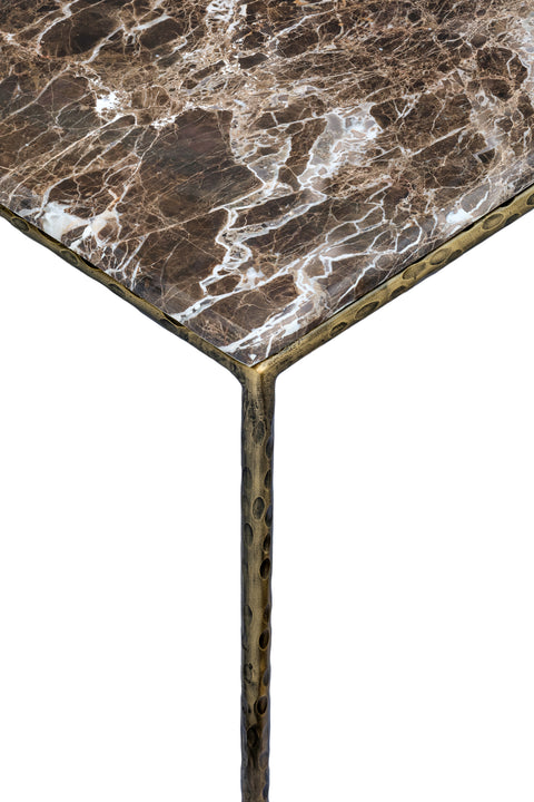 Jolie Brown Genuine Marble And Iron Coffee Table, 1 Piece