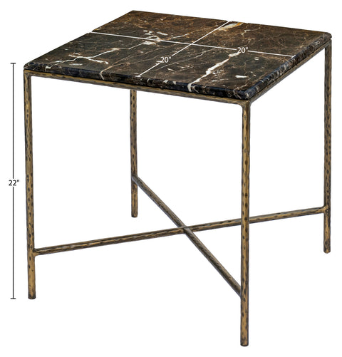 Jolie Brown Genuine Marble And Iron End Table, 1 Piece
