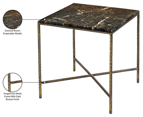 Jolie Brown Genuine Marble And Iron End Table, 1 Piece