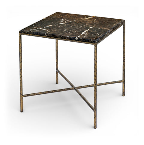 Jolie Brown Genuine Marble And Iron End Table, 1 Piece