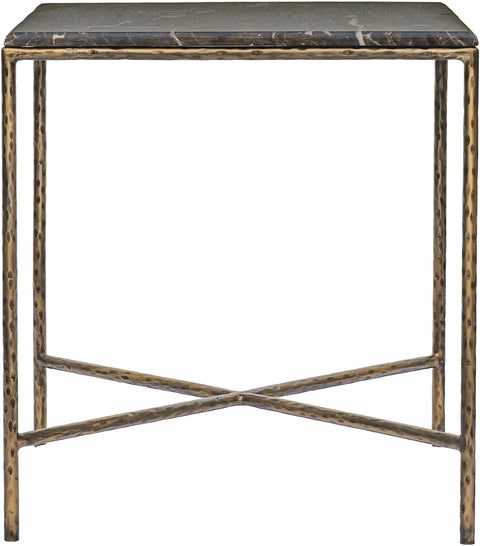 Jolie Brown Genuine Marble And Iron End Table, 1 Piece