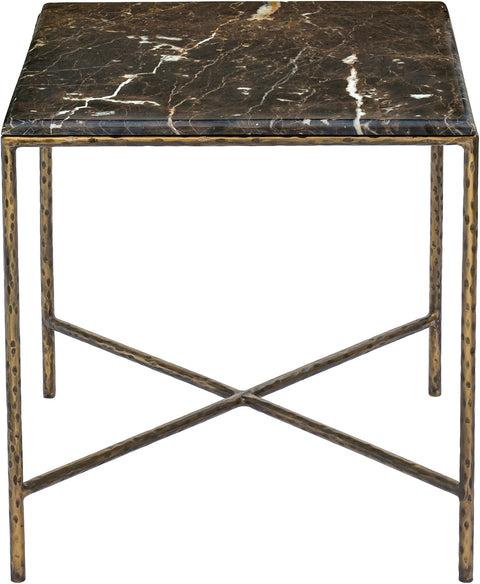 Jolie Brown Genuine Marble And Iron End Table, 1 Piece
