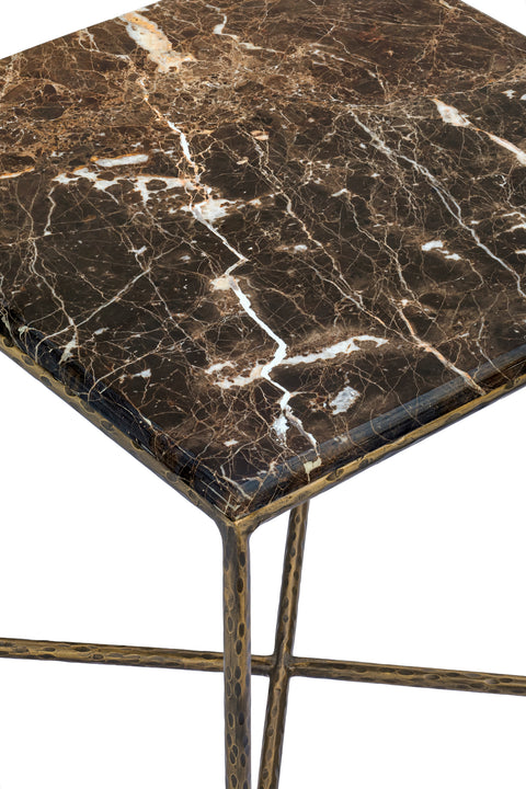 Jolie Brown Genuine Marble And Iron End Table, 1 Piece