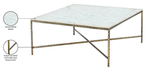 Jolie White Genuine Marble And Iron Coffee Table, 1 Piece