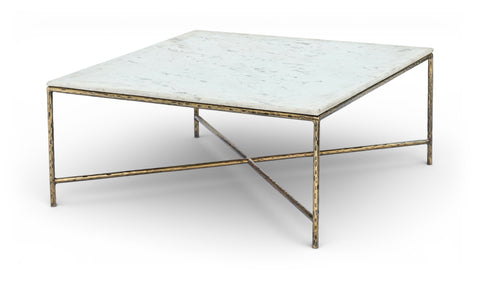 Jolie White Genuine Marble And Iron Coffee Table, 1 Piece