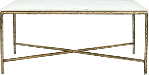 Jolie White Genuine Marble And Iron Coffee Table, 1 Piece