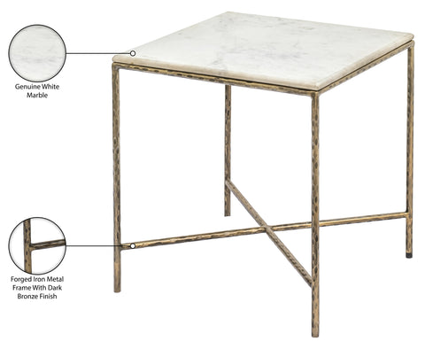 Jolie White Genuine Marble And Iron End Table, 1 Piece
