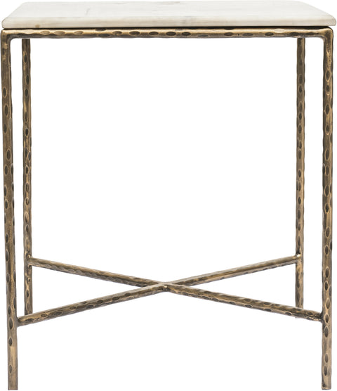 Jolie White Genuine Marble And Iron End Table, 1 Piece