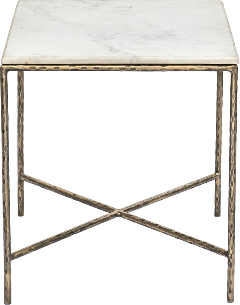 Jolie White Genuine Marble And Iron End Table, 1 Piece