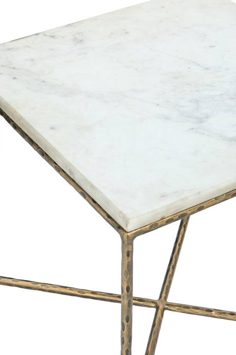 Jolie White Genuine Marble And Iron End Table, 1 Piece