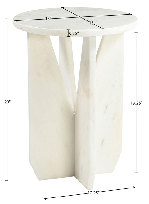 Camden White Genuine Marble End / Side Table, 1 Piece